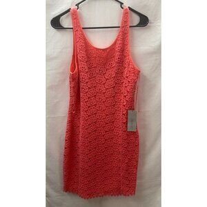 Jennifer Lopez Women's Size 6 Coral Crochet Sleeveless BodyCon Dress NWT
